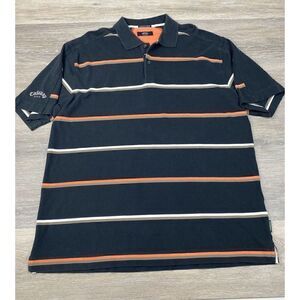 Callaway X Series Polo Shirt Men’s Size XL Green-Black/Peach Striped Stretch